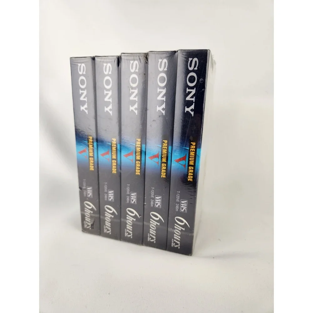 NEW Sony 5 Pack VCR VHS Tapes‎ T-120 Premium Grade High Durability 6 hr EP Mode